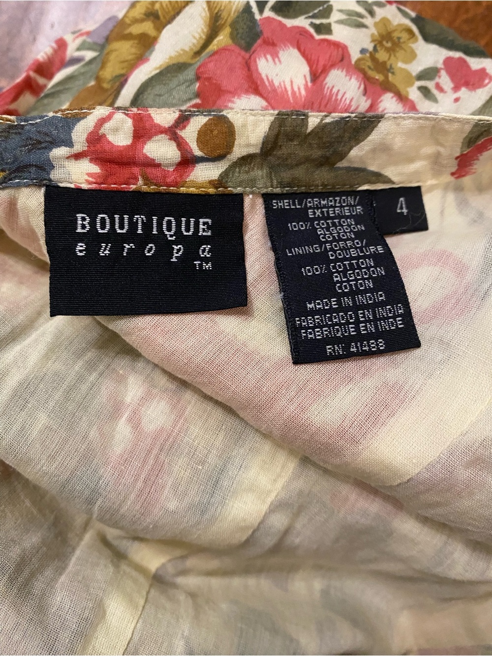 Boutique Europa Floral Cotton Maxi Dress Size 4 Cottagecore Boho Summer - Picture 6 of 7